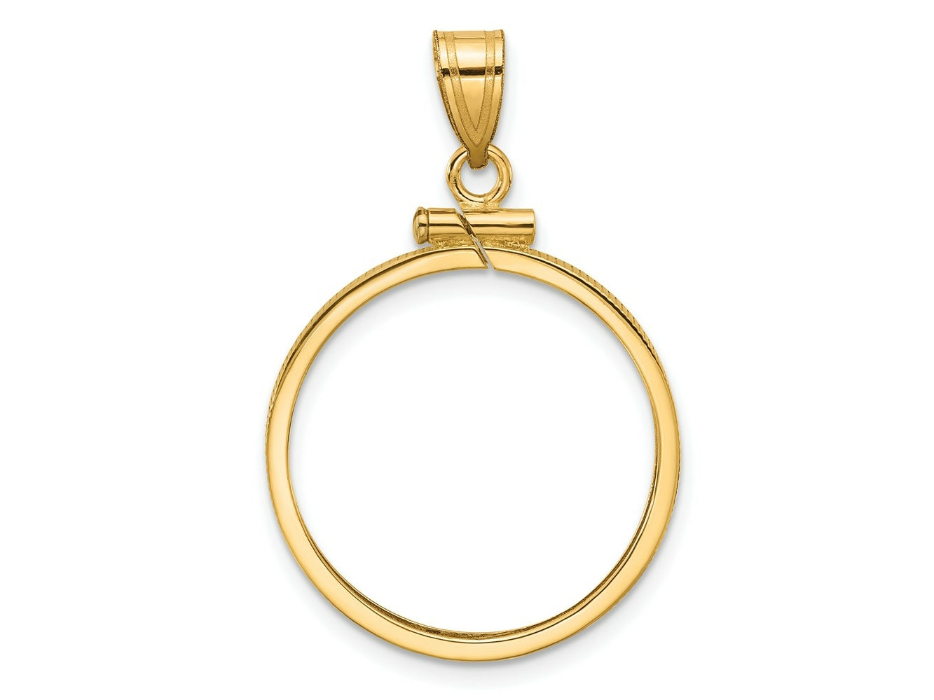 FJC Finejewelers 14 kt Yellow Gold Polished 21.6mm x 1.7mm Screw Top Coin Bezel Pendant