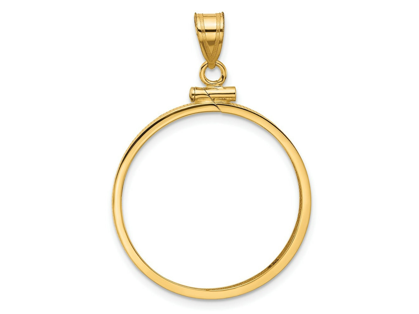 FJC Finejewelers 14 kt Yellow Gold Polished 25.0mm x 2.35mm Screw Top Coin Bezel Pendant