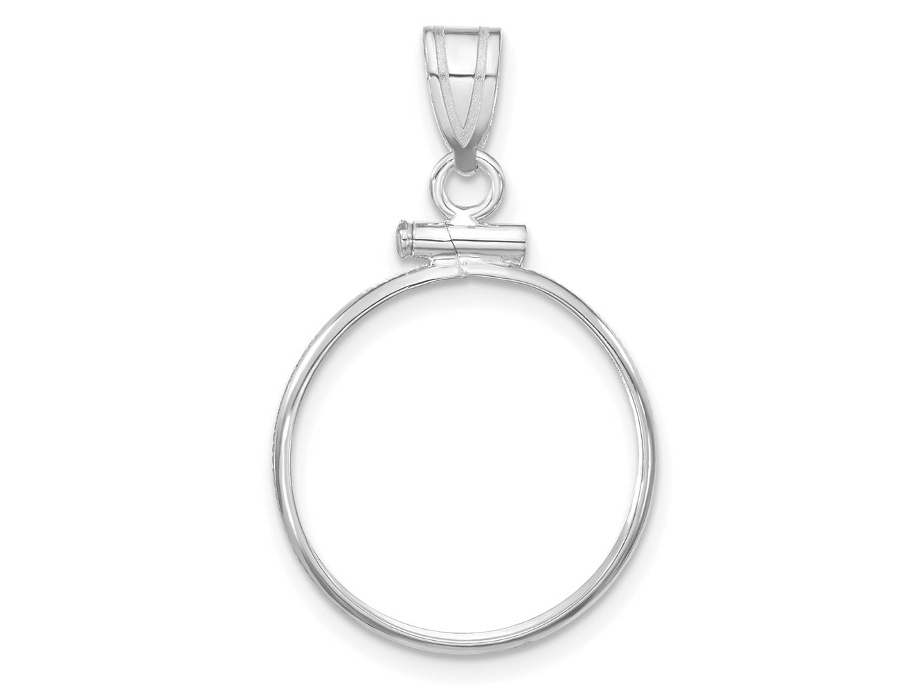 FJC Finejewelers 14 kt White Gold Polished 17.8mm x 1.35mm Screw Top Coin Bezel Pendant