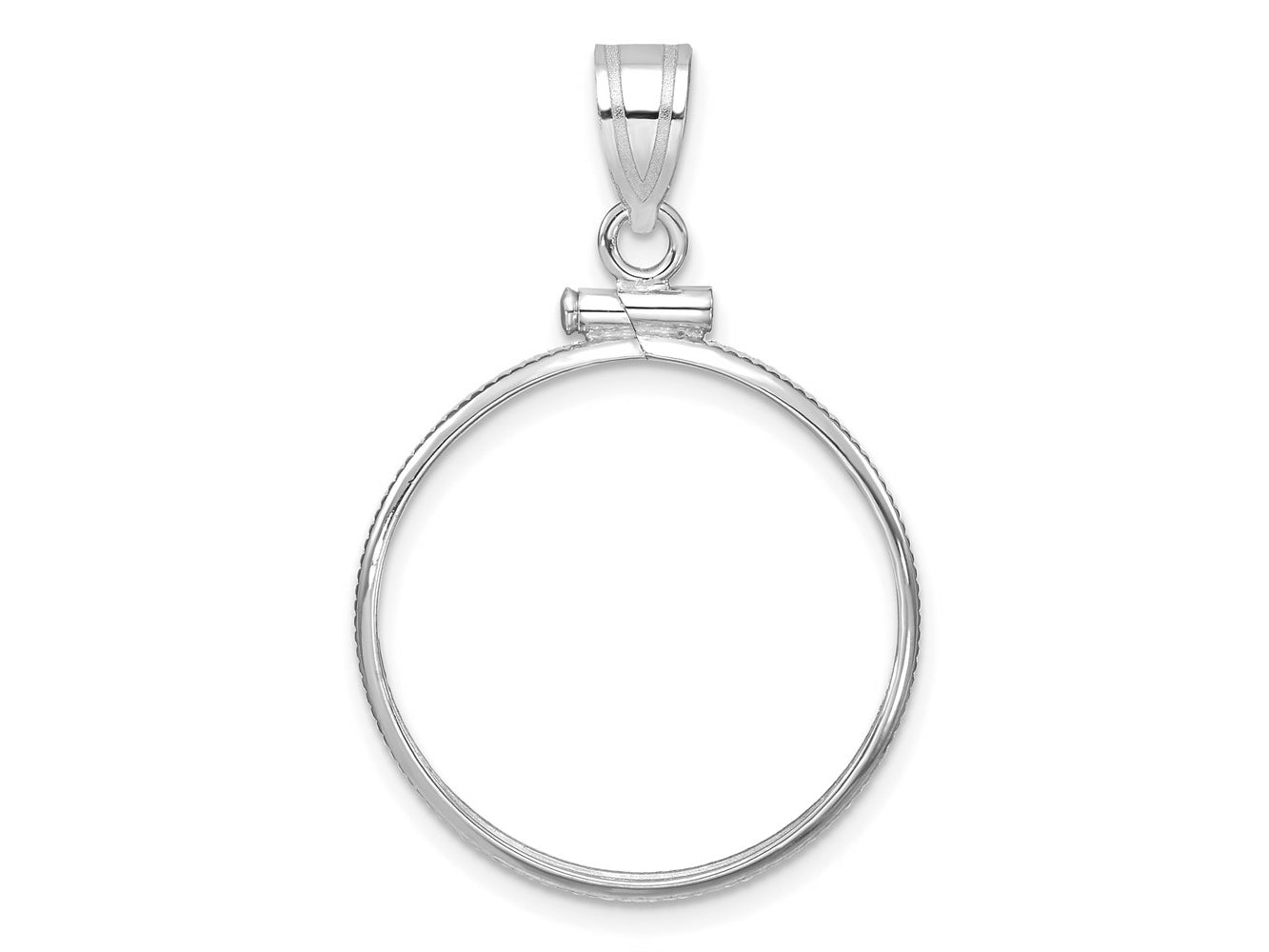 FJC Finejewelers 14 kt White Gold Polished 21.6mm x 1.7mm Screw Top Coin Bezel Pendant