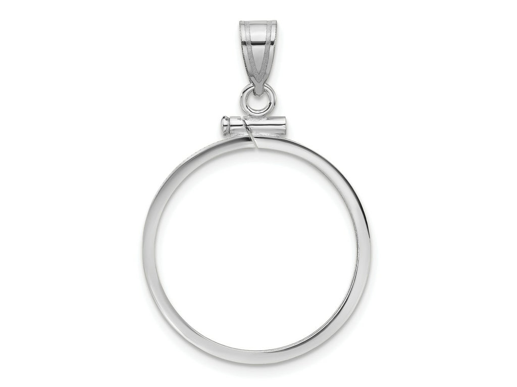 FJC Finejewelers 14 kt White Gold Polished 22.0mm x 1.9mm Screw Top Coin Bezel Pendant
