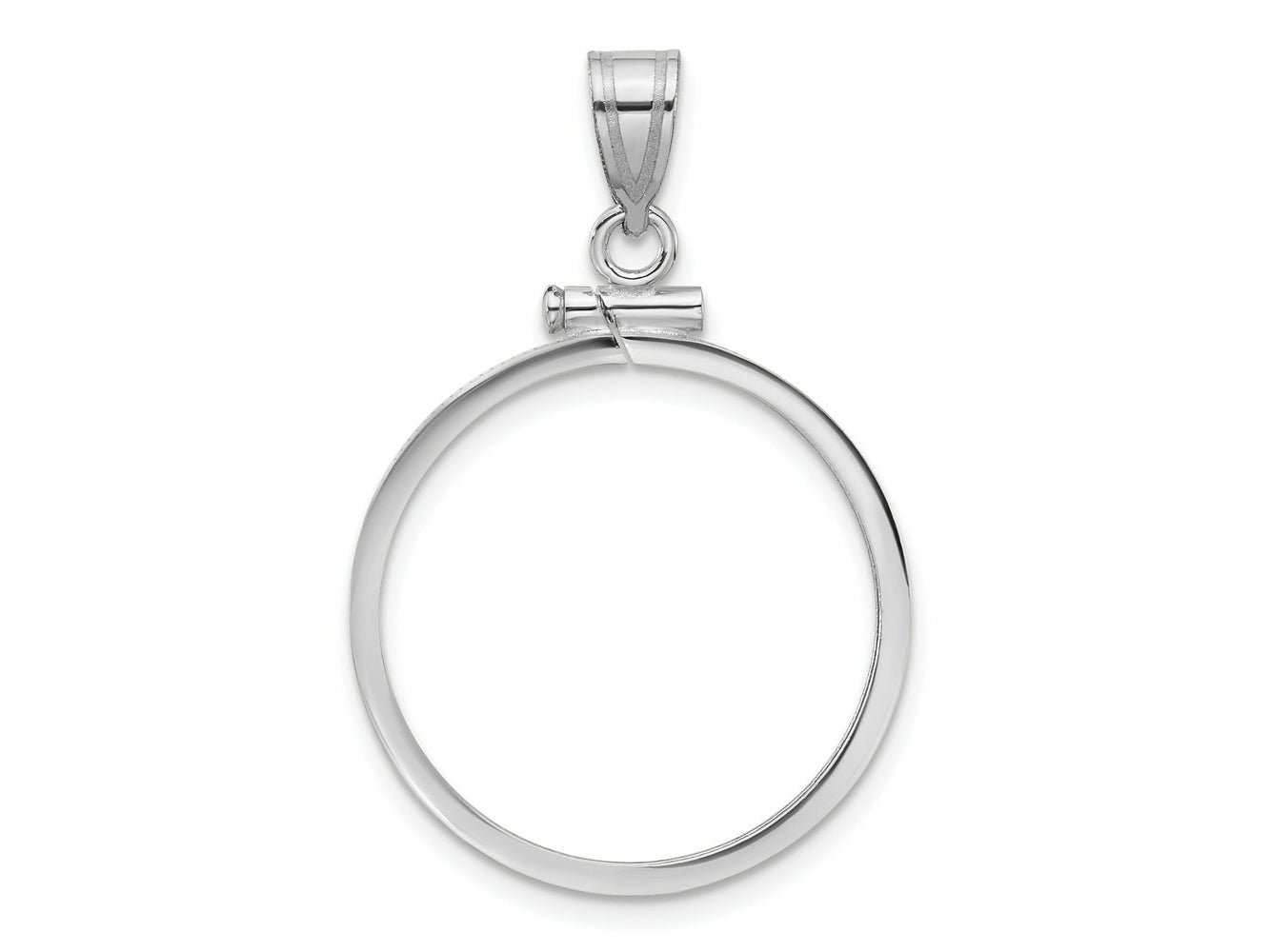 FJC Finejewelers 14 kt White Gold Polished 22.0mm x 1.9mm Screw Top Coin Bezel Pendant
