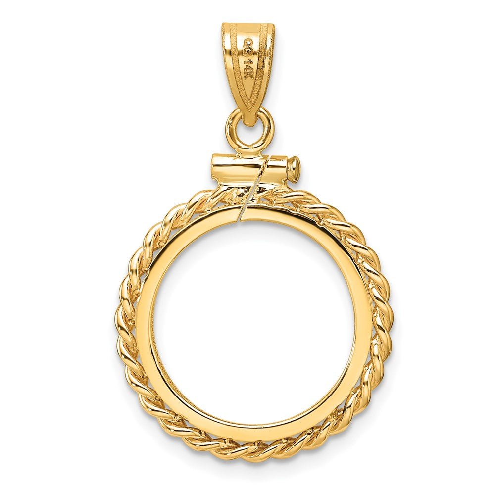 FJC Finejewelers 14 kt Yellow Gold Twisted Wire 16.5mm x 1.35mm Screw Top Coin Bezel Pendant