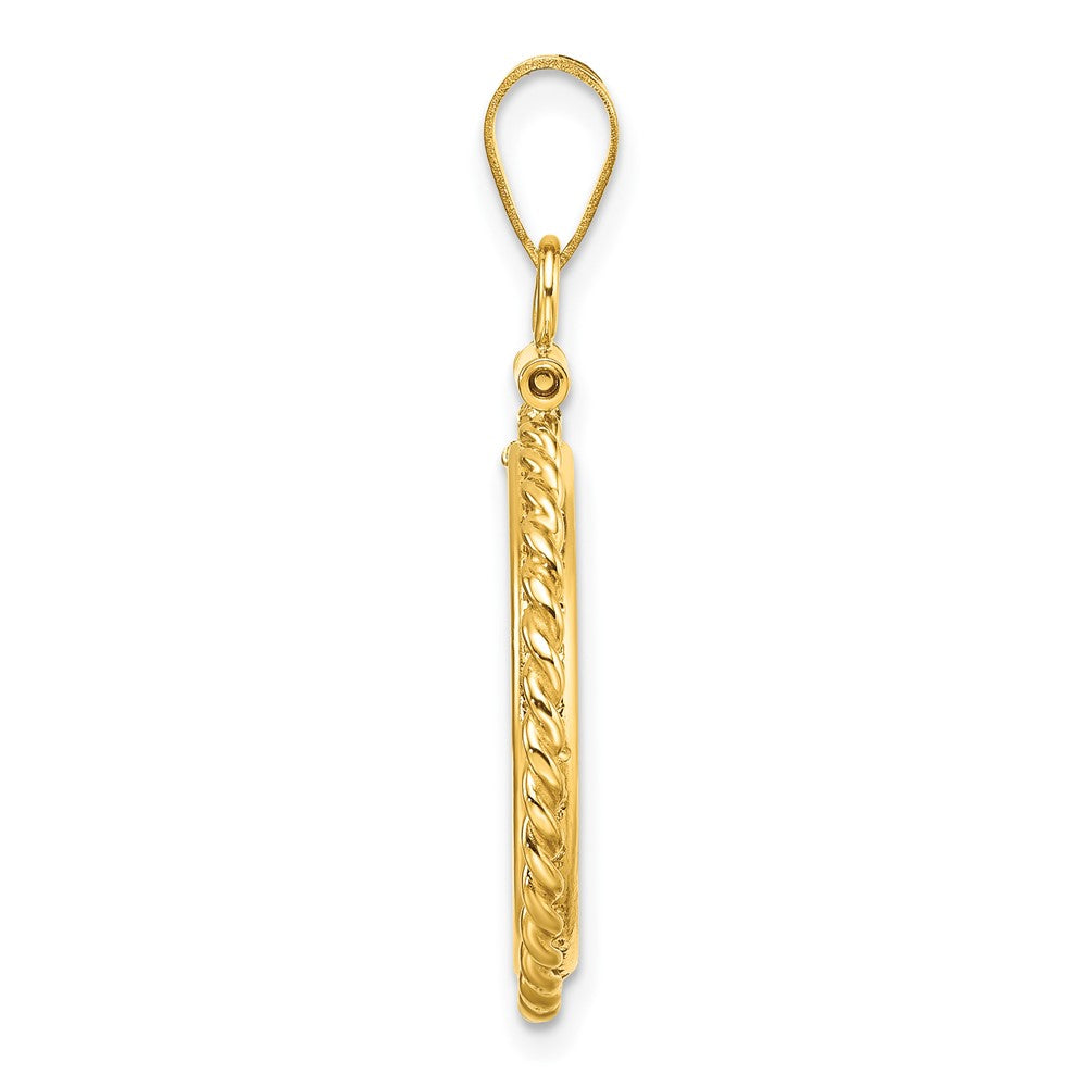FJC Finejewelers 14 kt Yellow Gold Twisted Wire 17.8mm x 1.35mm Screw Top Coin Bezel Pendant
