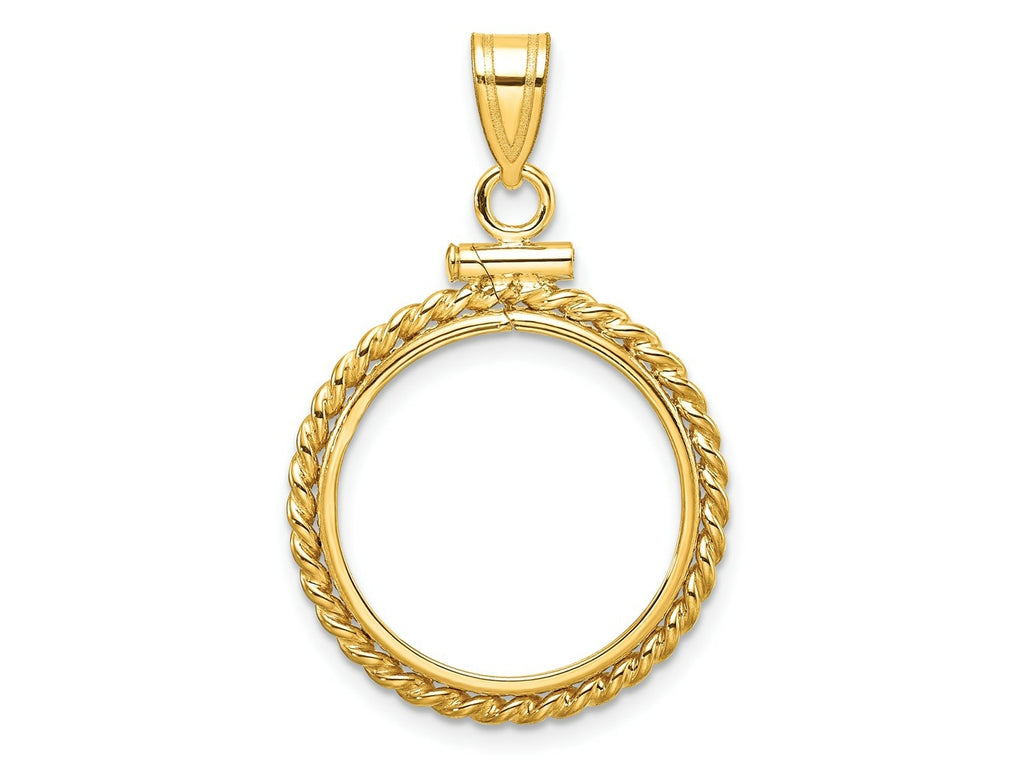 FJC Finejewelers 14 kt Yellow Gold Twisted Wire 17.8mm x 1.35mm Screw Top Coin Bezel Pendant