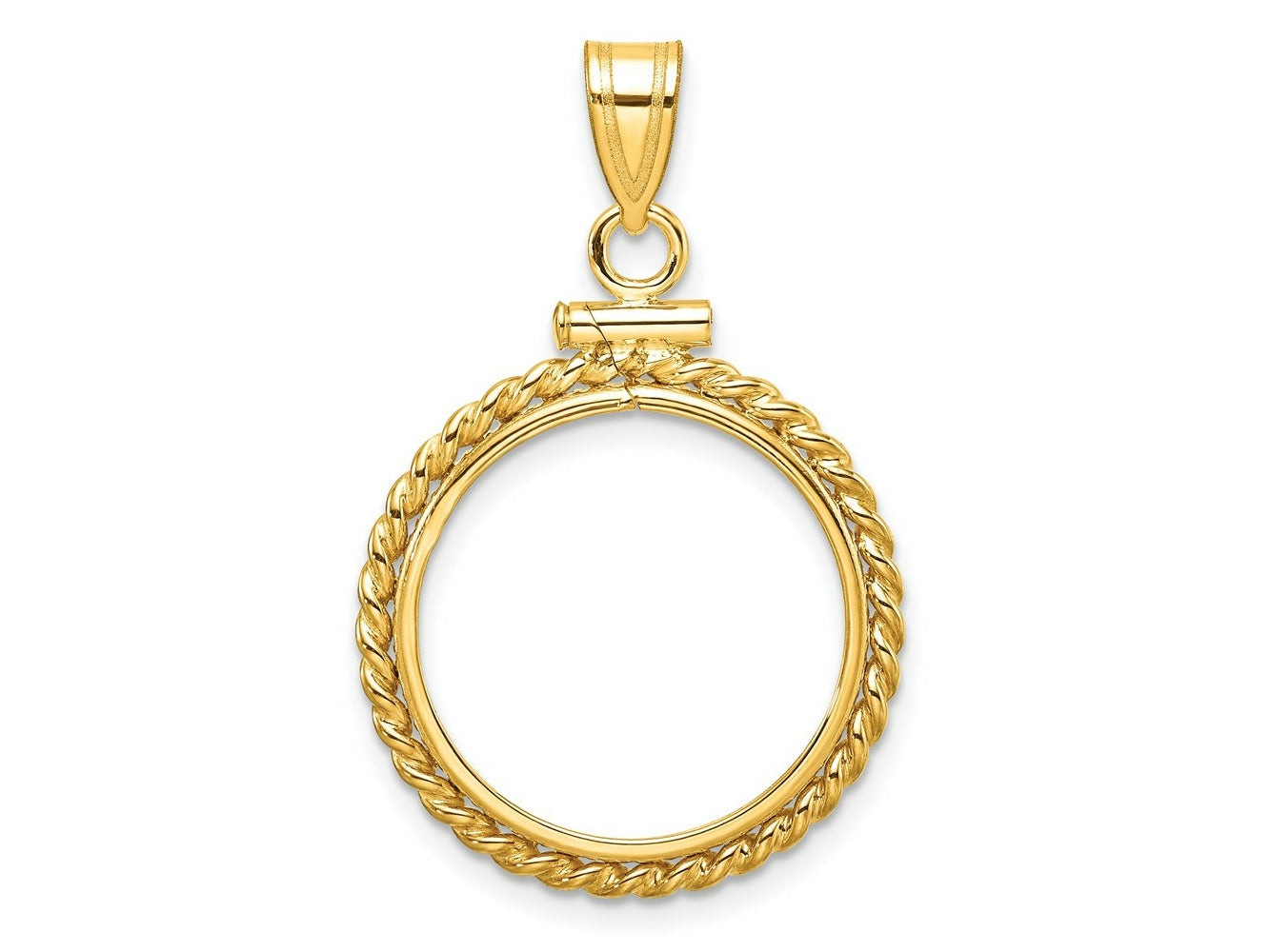 FJC Finejewelers 14 kt Yellow Gold Twisted Wire 18.0mm x 1.35mm Screw Top Coin Bezel Pendant