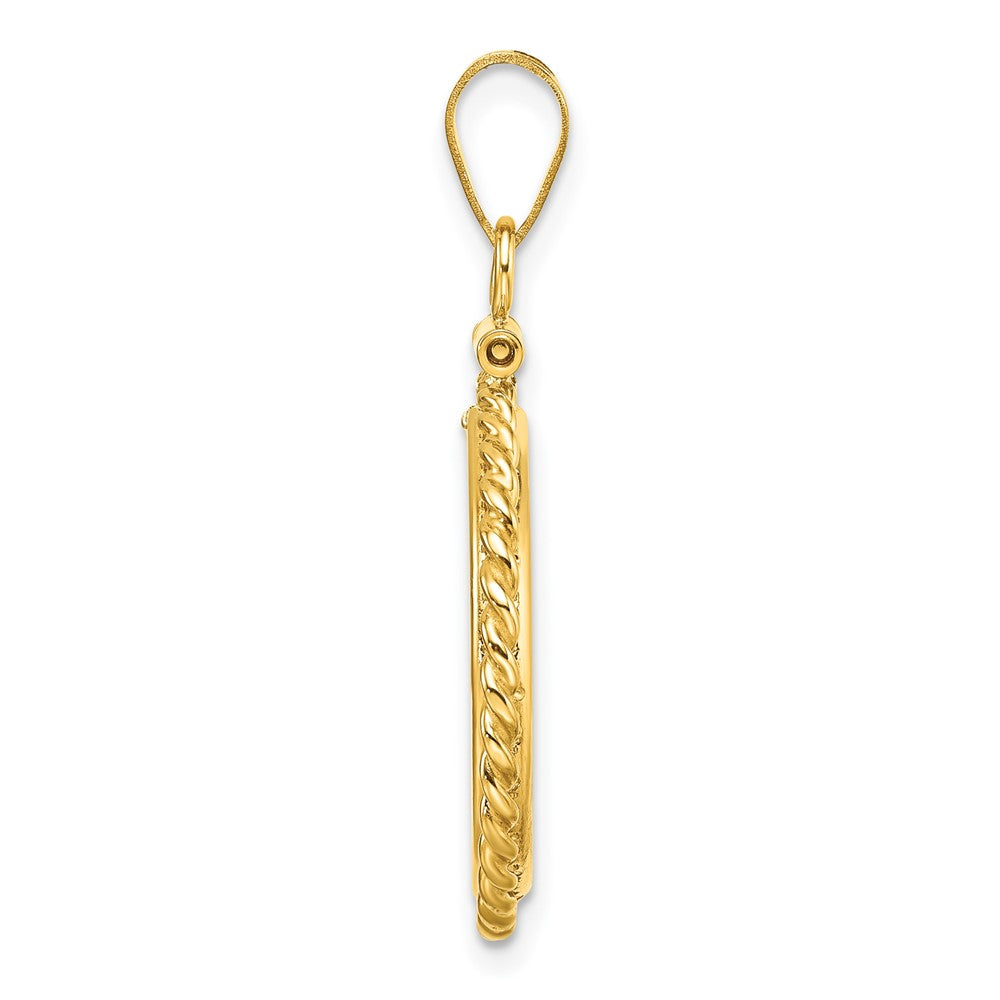 FJC Finejewelers 14 kt Yellow Gold Twisted Wire 19.0mm x 1.1mm Screw Top Coin Bezel Pendant