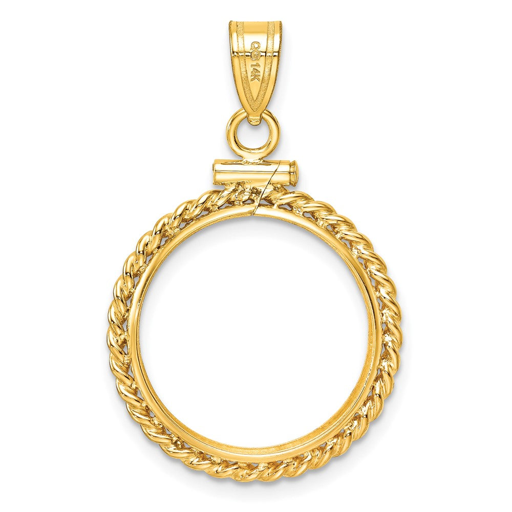 FJC Finejewelers 14 kt Yellow Gold Twisted Wire 19.0mm x 1.1mm Screw Top Coin Bezel Pendant