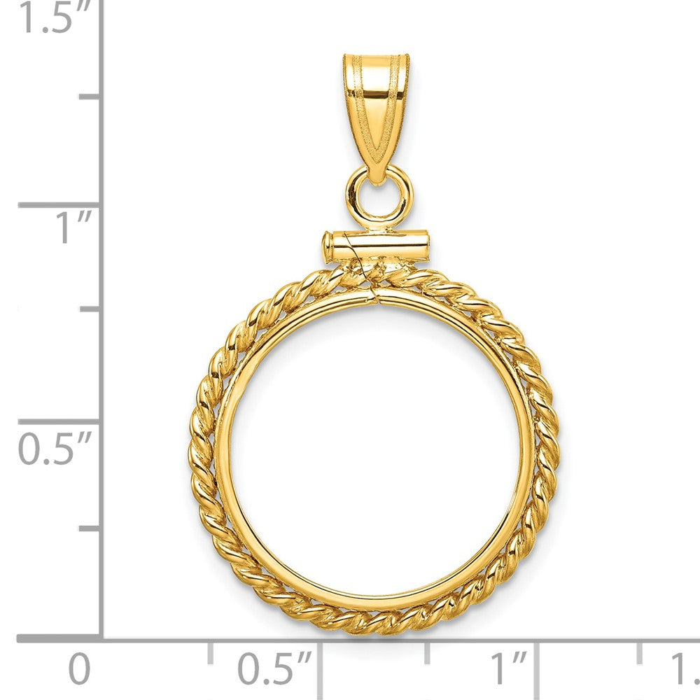 FJC Finejewelers 14 kt Yellow Gold Twisted Wire 19.0mm x 1.1mm Screw Top Coin Bezel Pendant