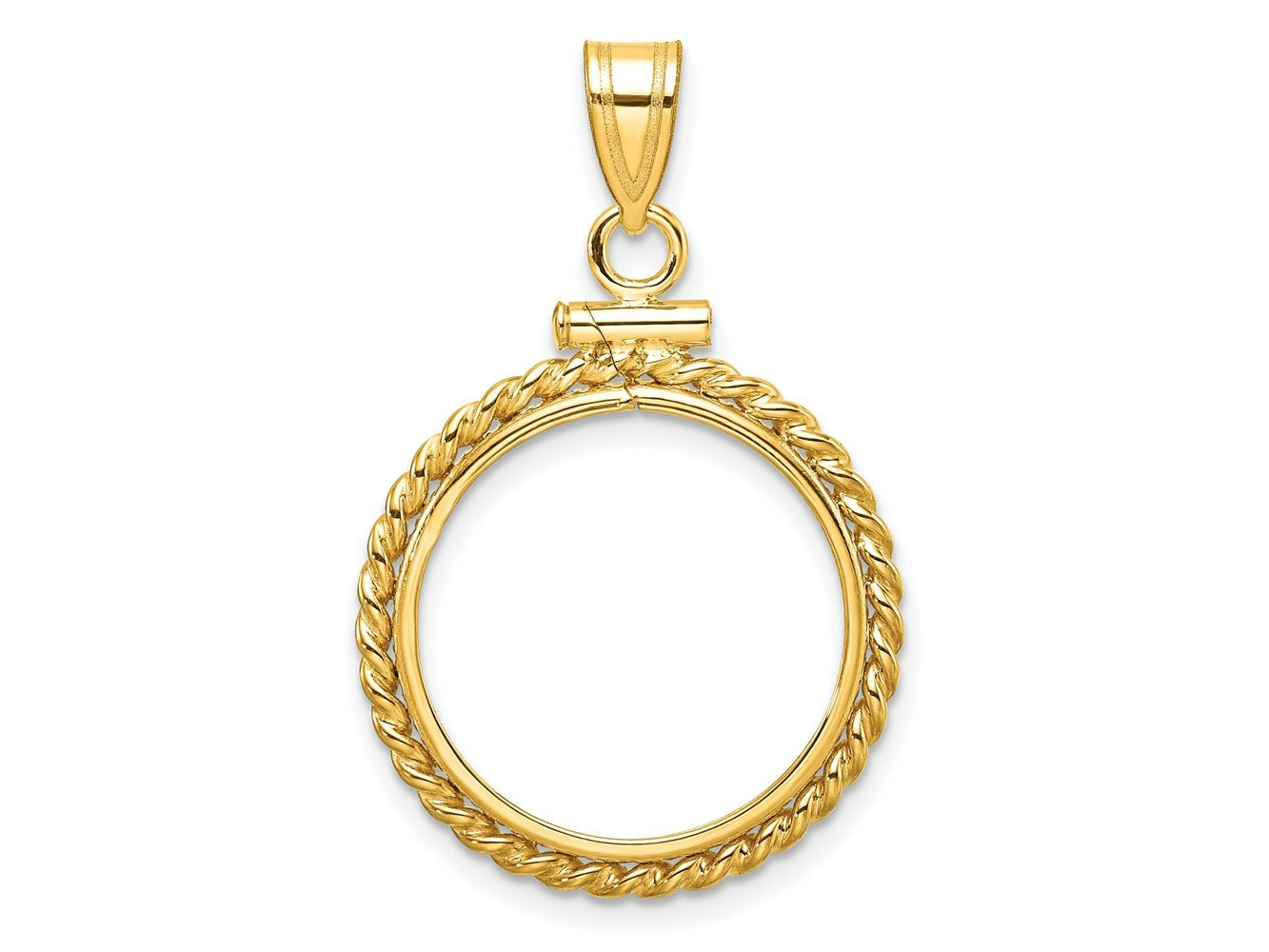 FJC Finejewelers 14 kt Yellow Gold Twisted Wire 19.0mm x 1.1mm Screw Top Coin Bezel Pendant