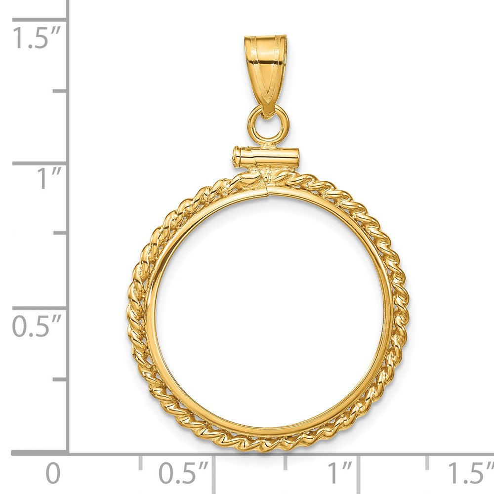 FJC Finejewelers 14 kt Yellow Gold Twisted Wire 21.6mm x 1.7mm Screw Top Coin Bezel Pendant