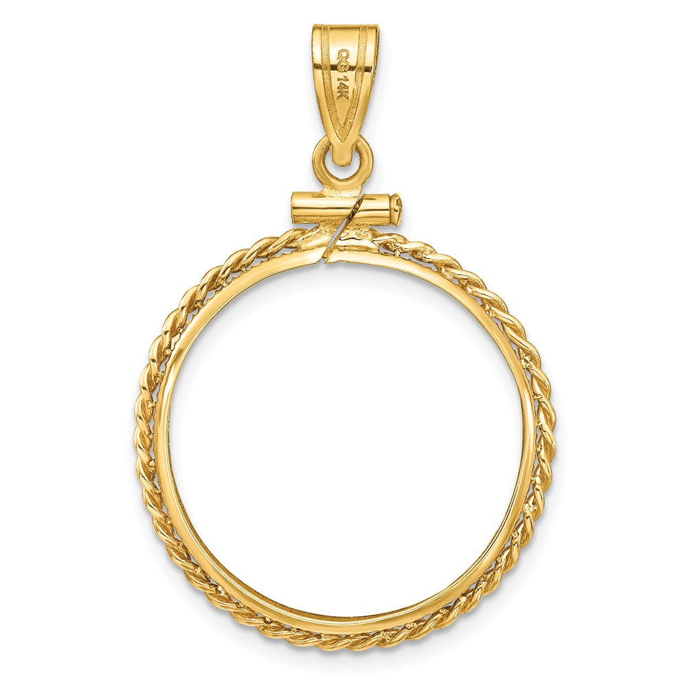 FJC Finejewelers 14 kt Yellow Gold Twisted Wire 22.0mm x 1.9mm Screw Top Coin Bezel Pendant