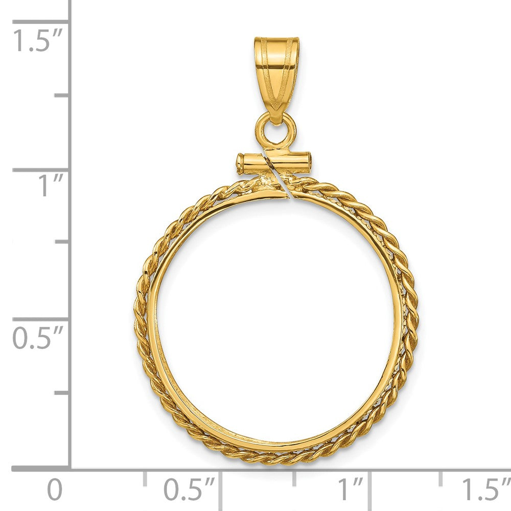 FJC Finejewelers 14 kt Yellow Gold Twisted Wire 22.0mm x 1.9mm Screw Top Coin Bezel Pendant