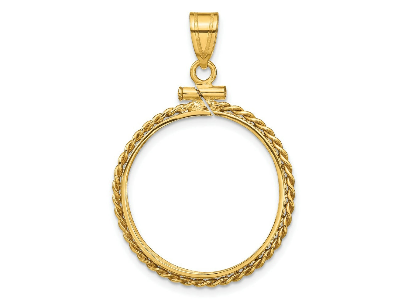 FJC Finejewelers 14 kt Yellow Gold Twisted Wire 22.0mm x 1.9mm Screw Top Coin Bezel Pendant