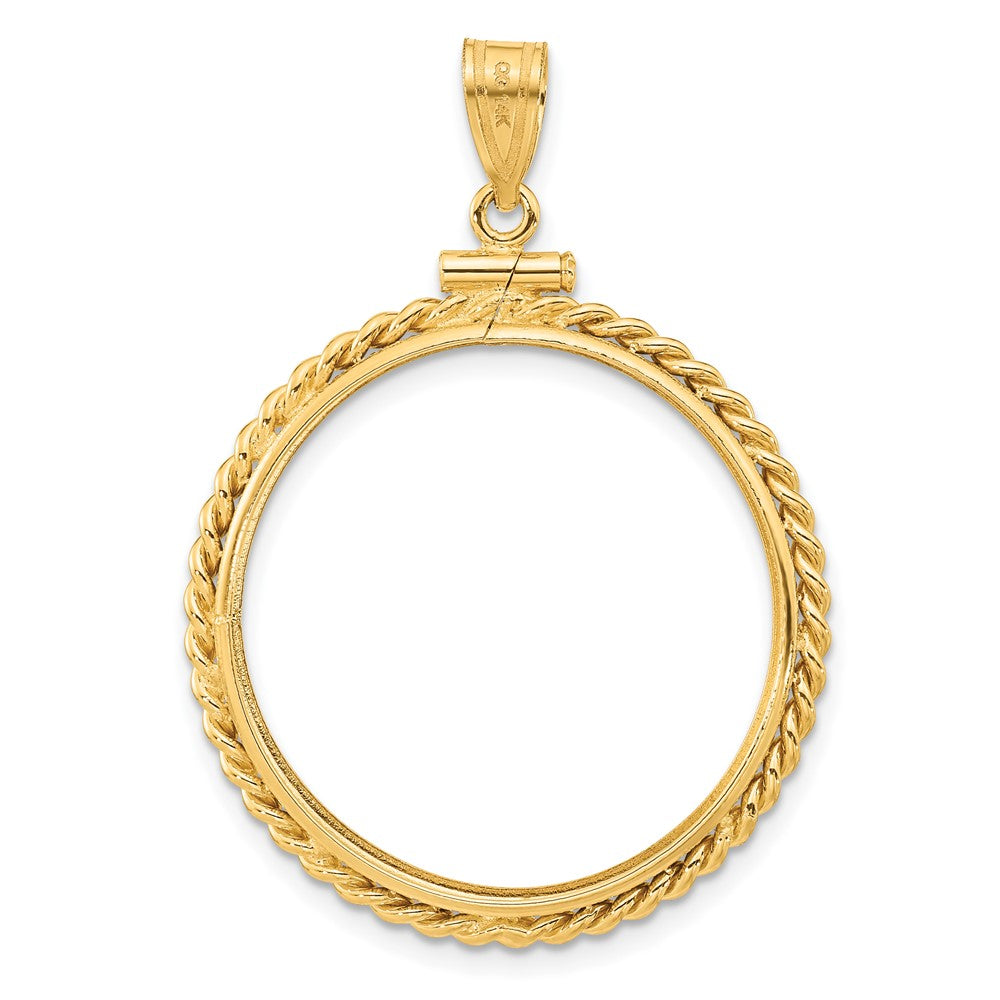 FJC Finejewelers 14 kt Yellow Gold Twisted Wire 25.0mm x 2.35mm Screw Top Coin Bezel Pendant