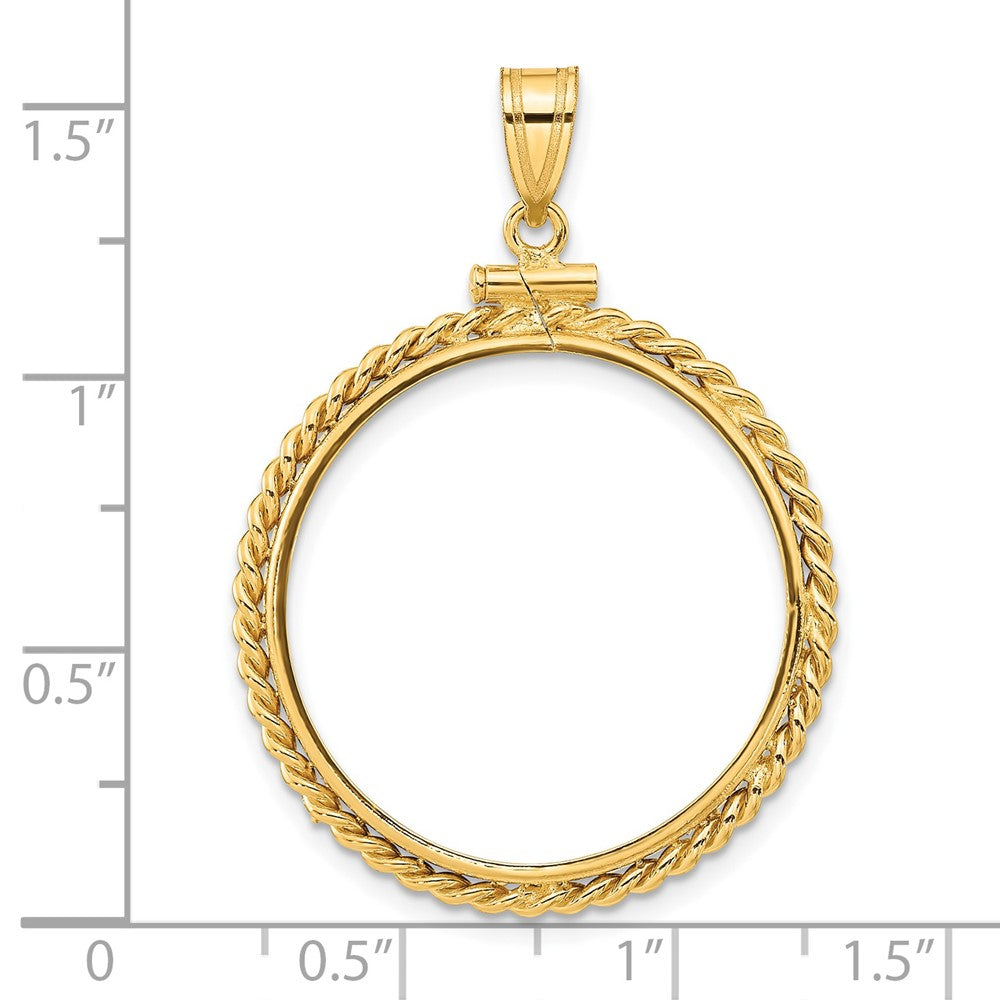 FJC Finejewelers 14 kt Yellow Gold Twisted Wire 25.0mm x 2.35mm Screw Top Coin Bezel Pendant