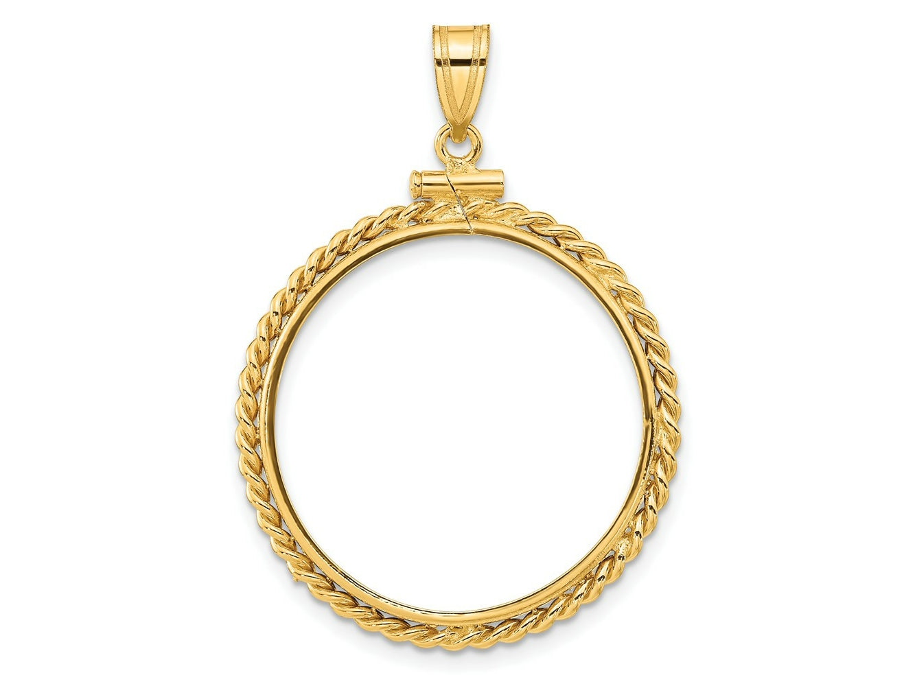 FJC Finejewelers 14 kt Yellow Gold Twisted Wire 25.0mm x 2.35mm Screw Top Coin Bezel Pendant