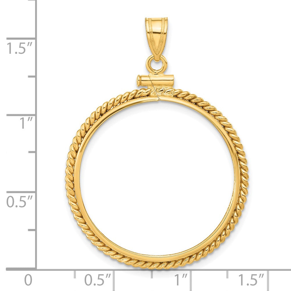 FJC Finejewelers 14 kt Yellow Gold Twisted Wire 27.0mm x 2.35mm Screw Top Coin Bezel Pendant