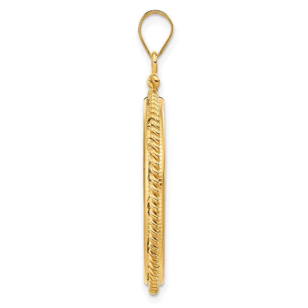 FJC Finejewelers 14 kt Yellow Gold Twisted Wire 27.0mm x 2.35mm Screw Top Coin Bezel Pendant