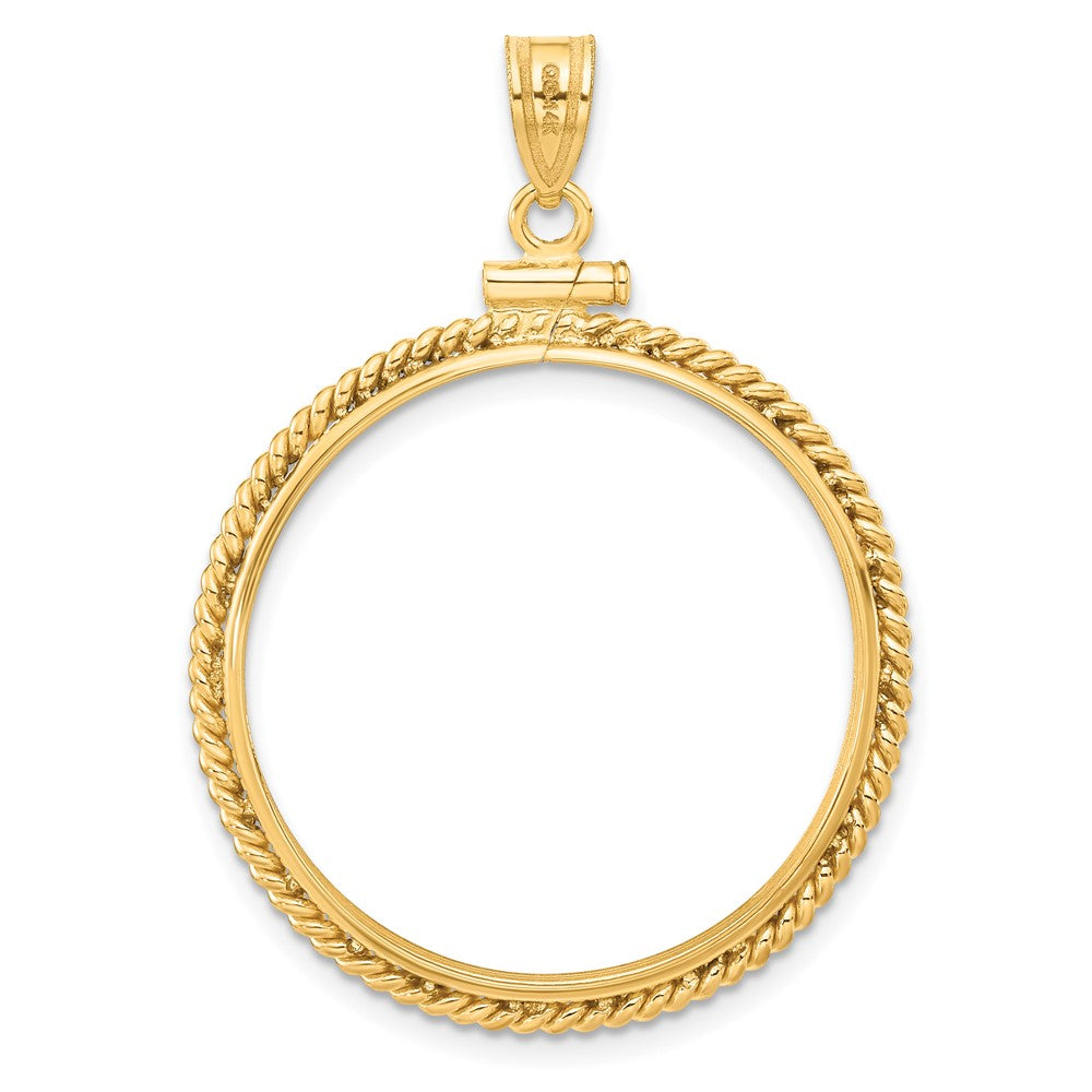 FJC Finejewelers 14 kt Yellow Gold Twisted Wire 27.0mm x 2.35mm Screw Top Coin Bezel Pendant