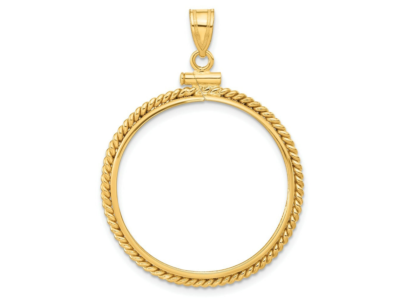 FJC Finejewelers 14 kt Yellow Gold Twisted Wire 27.0mm x 2.35mm Screw Top Coin Bezel Pendant
