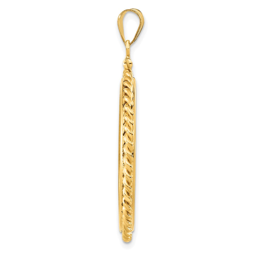 FJC Finejewelers 14 kt Yellow Gold Twisted Wire 30.0mm x 3.00mm Screw Top Coin Bezel Pendant