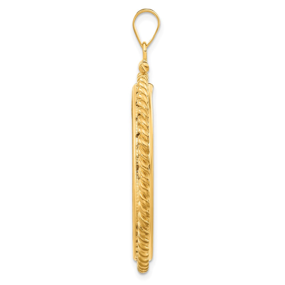 FJC Finejewelers 14 kt Yellow Gold Twisted Wire 32.0mm x 2.85mm Screw Top Coin Bezel Pendant
