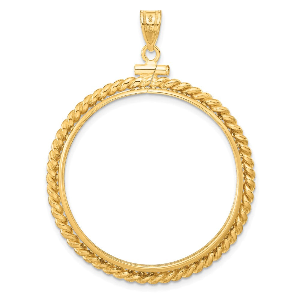 FJC Finejewelers 14 kt Yellow Gold Twisted Wire 32.0mm x 2.85mm Screw Top Coin Bezel Pendant