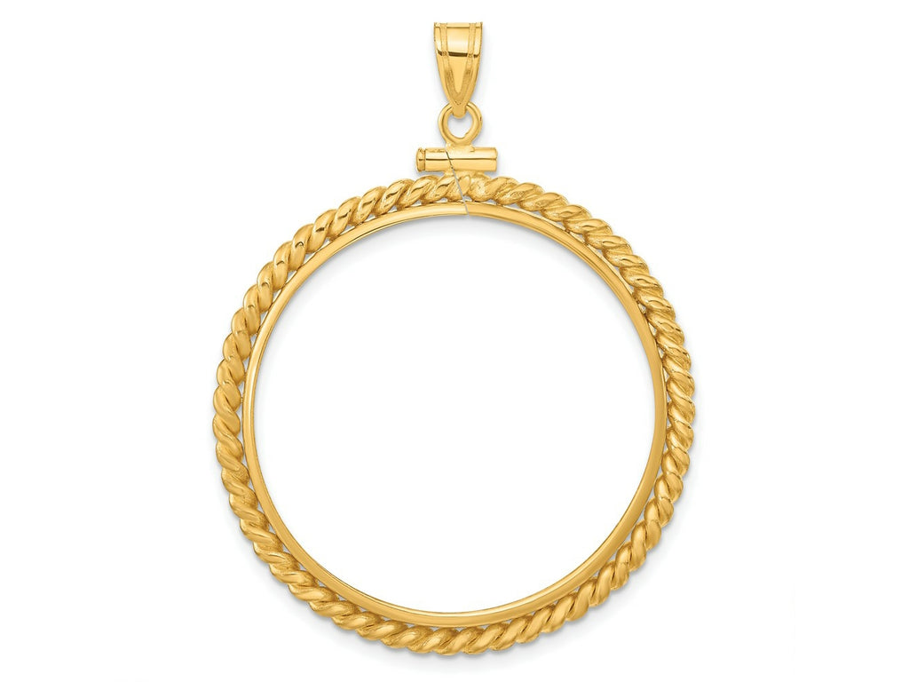 FJC Finejewelers 14 kt Yellow Gold Twisted Wire 32.0mm x 2.85mm Screw Top Coin Bezel Pendant