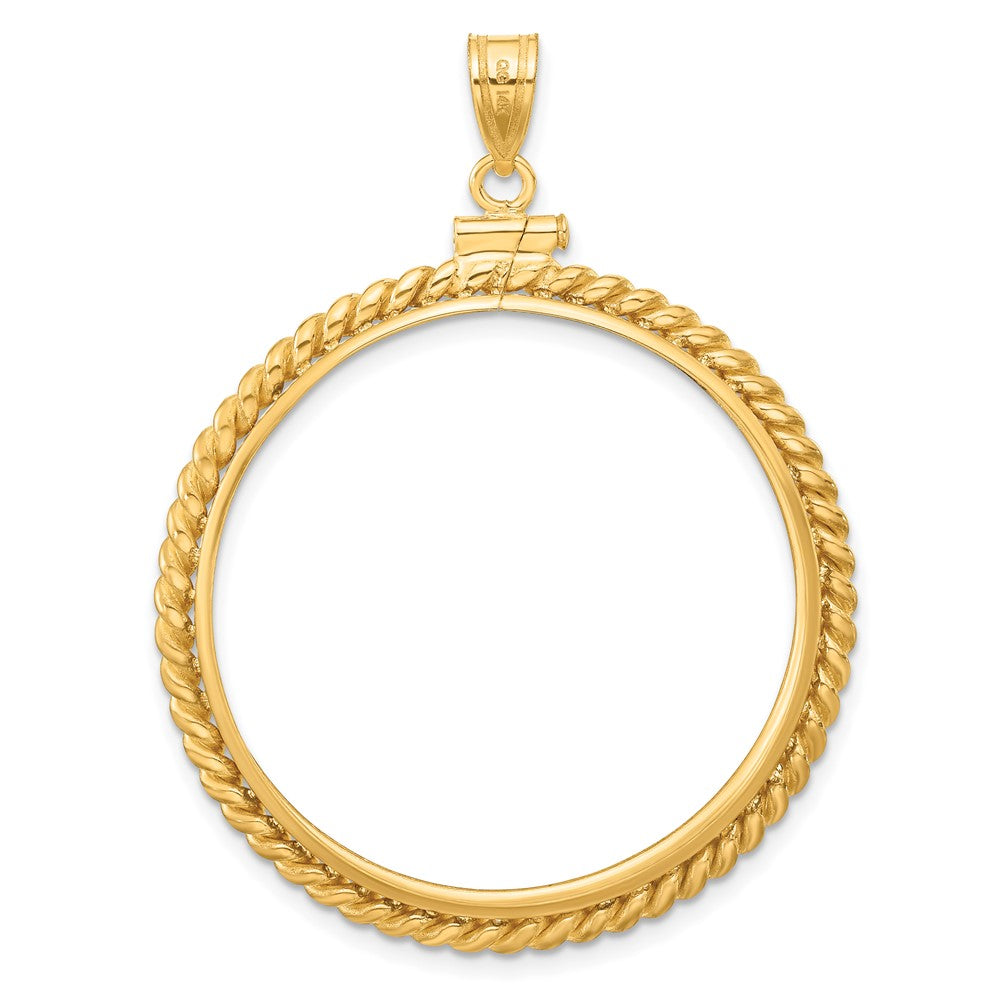 FJC Finejewelers 14 kt Yellow Gold Twisted Wire 32.7mm x 3.00mm Screw Top Coin Bezel Pendant