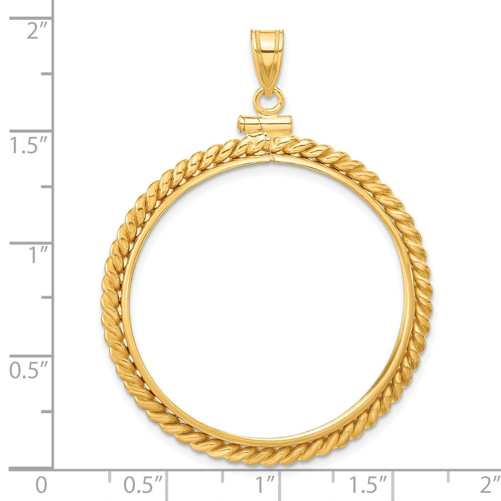 FJC Finejewelers 14 kt Yellow Gold Twisted Wire 32.7mm x 3.00mm Screw Top Coin Bezel Pendant