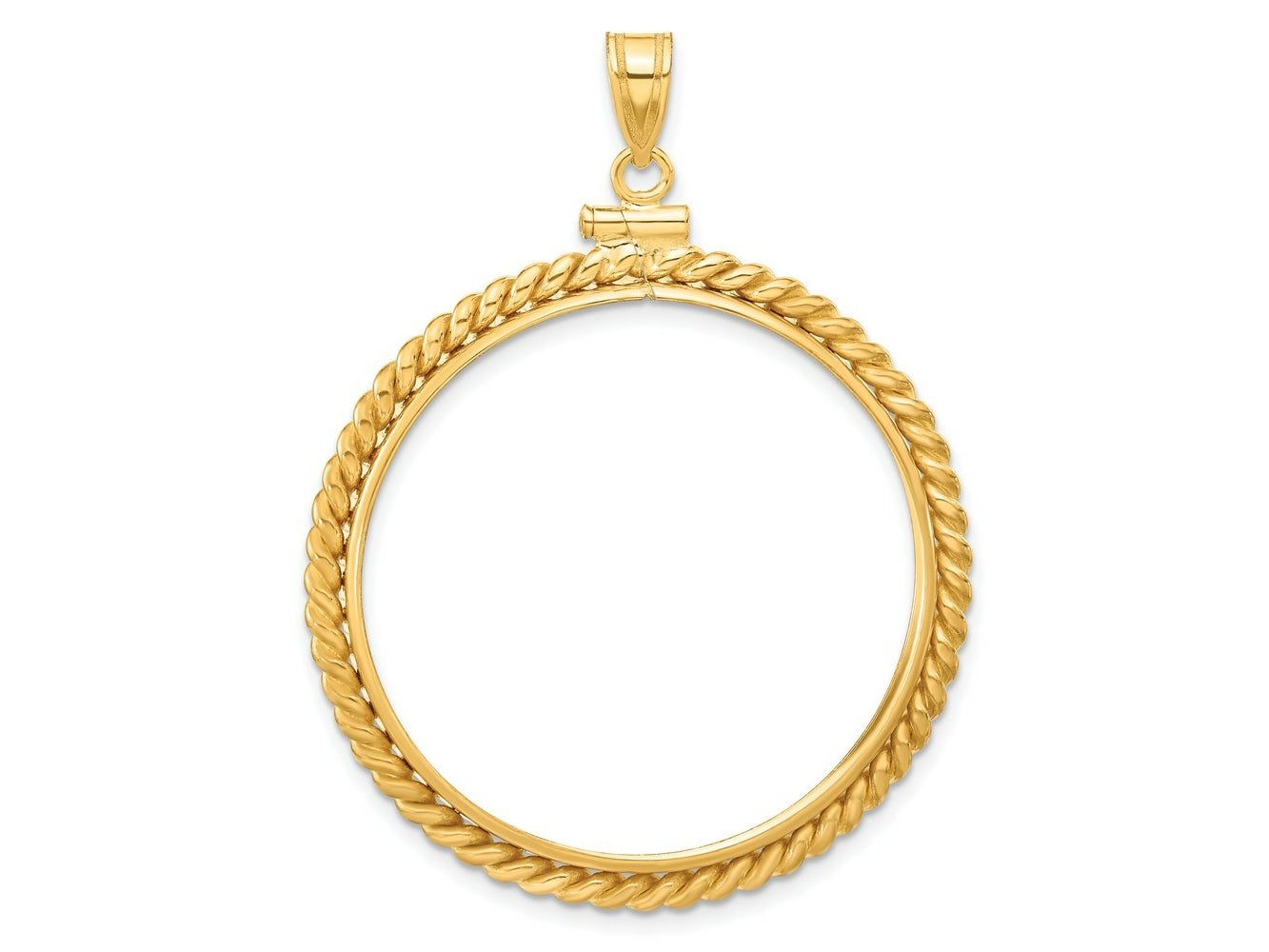 FJC Finejewelers 14 kt Yellow Gold Twisted Wire 32.7mm x 3.00mm Screw Top Coin Bezel Pendant