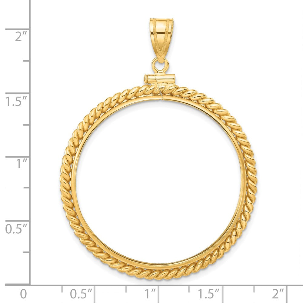 FJC Finejewelers 14 kt Yellow Gold Twisted Wire 34.2mm x 2.85mm Screw Top Coin Bezel Pendant