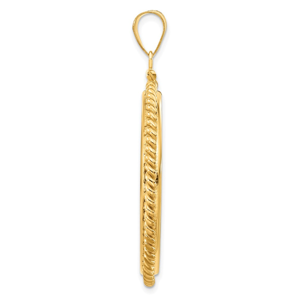 FJC Finejewelers 14 kt Yellow Gold Twisted Wire 34.2mm x 2.85mm Screw Top Coin Bezel Pendant
