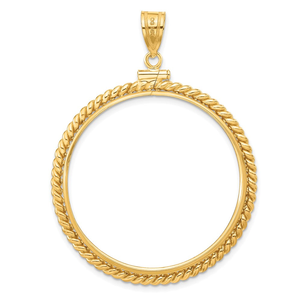 FJC Finejewelers 14 kt Yellow Gold Twisted Wire 34.2mm x 2.85mm Screw Top Coin Bezel Pendant