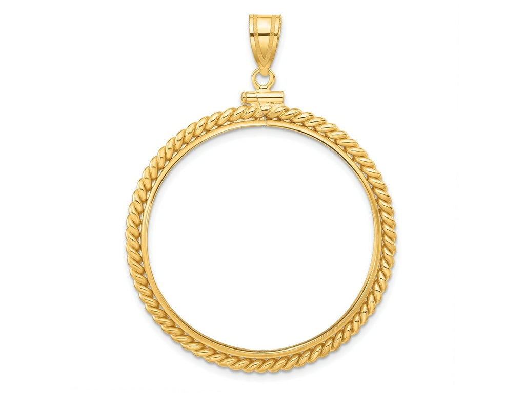 FJC Finejewelers 14 kt Yellow Gold Twisted Wire 34.2mm x 2.85mm Screw Top Coin Bezel Pendant