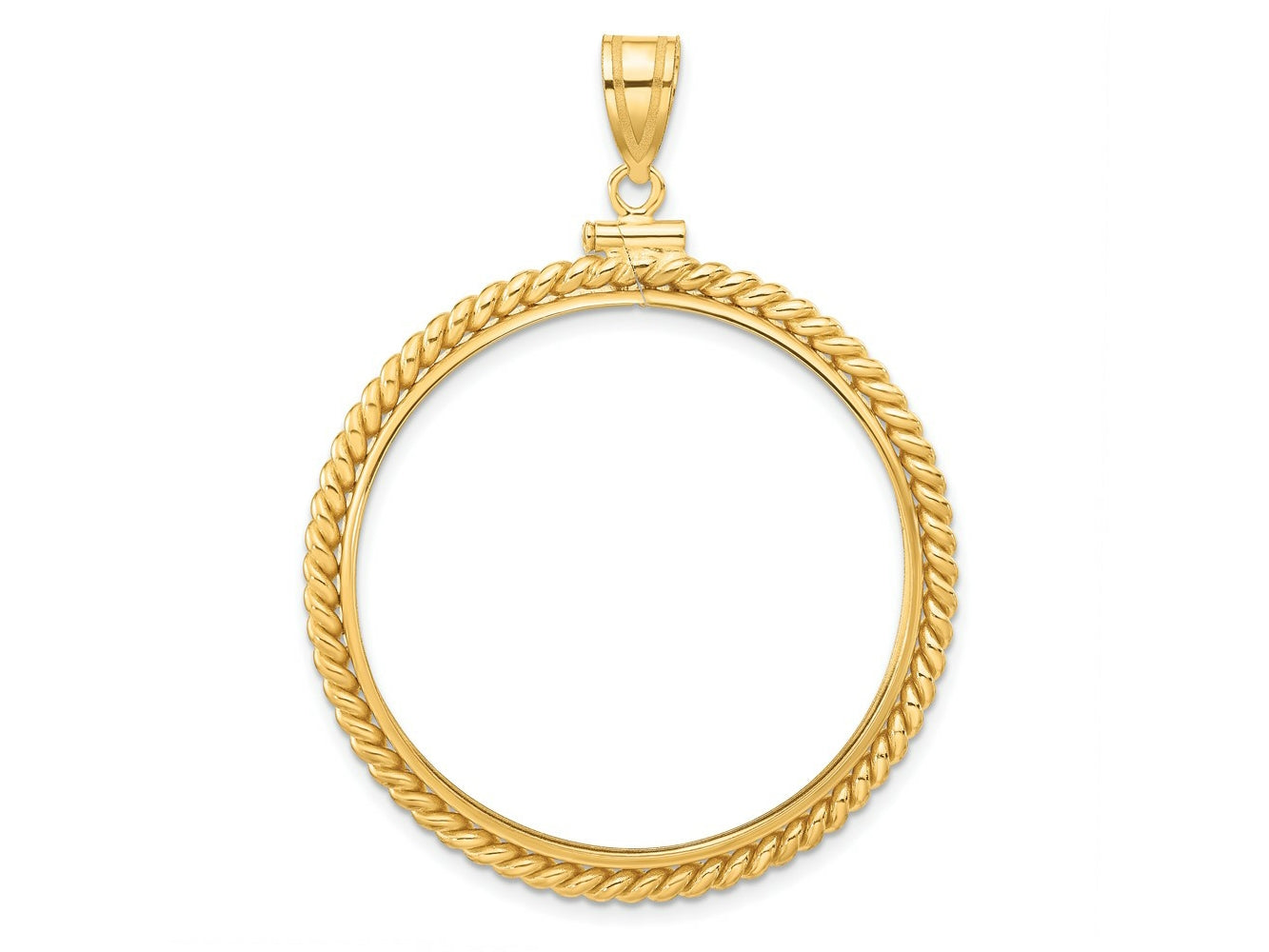 FJC Finejewelers 14 kt Yellow Gold Twisted Wire 34.2mm x 2.85mm Screw Top Coin Bezel Pendant