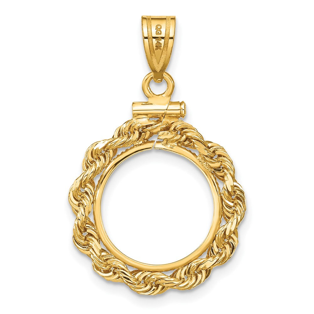 FJC Finejewelers 14 kt Yellow Gold Rope 14.0mm x 1.1mm Screw Top Coin Bezel Pendant