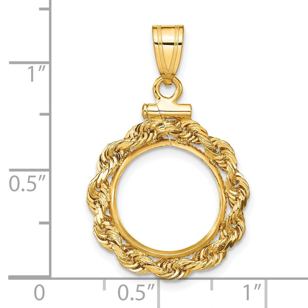 FJC Finejewelers 14 kt Yellow Gold Rope 14.0mm x 1.1mm Screw Top Coin Bezel Pendant