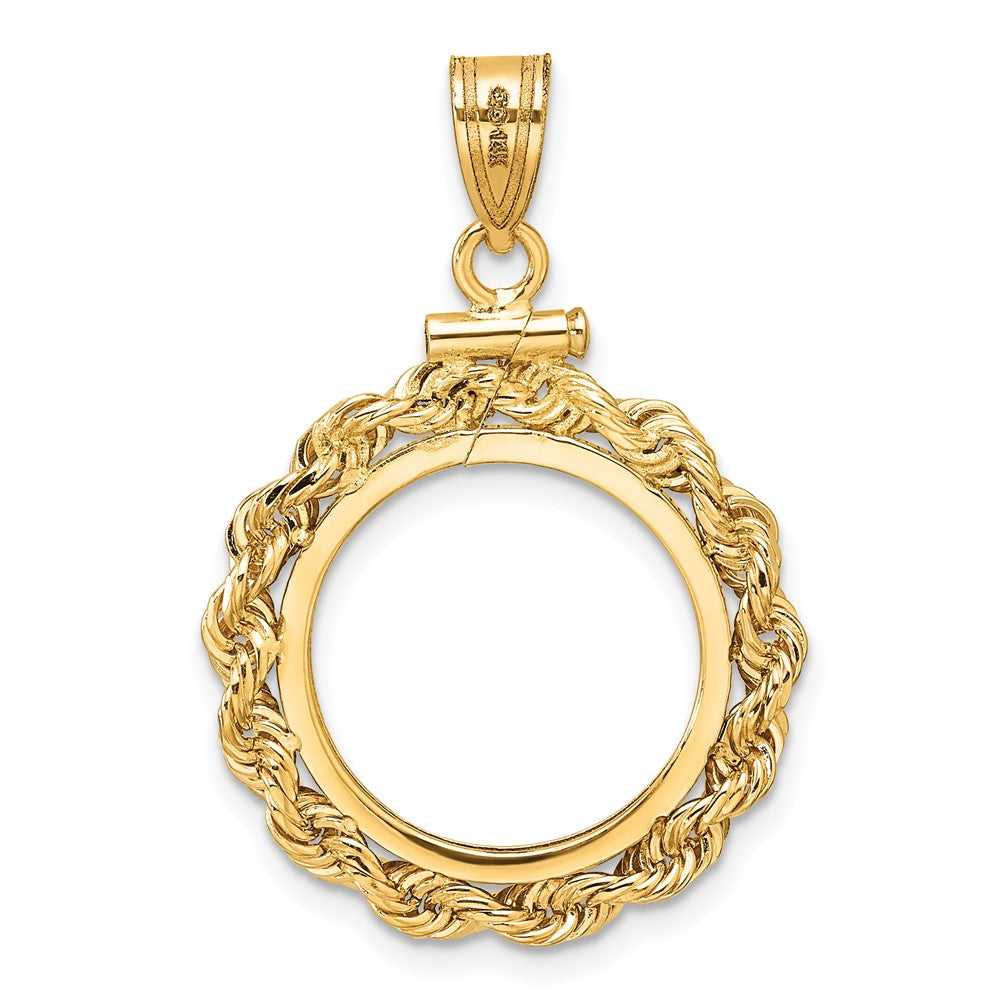 FJC Finejewelers 14 kt Yellow Gold Rope 16.5mm x 1.35mm Screw Top Coin Bezel Pendant