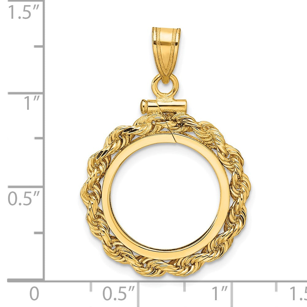 FJC Finejewelers 14 kt Yellow Gold Rope 16.5mm x 1.35mm Screw Top Coin Bezel Pendant