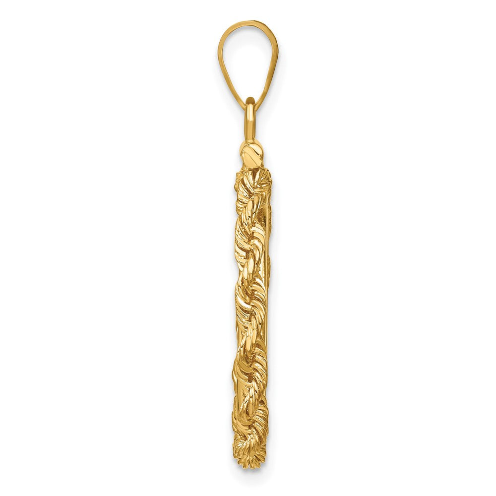 FJC Finejewelers 14 kt Yellow Gold Rope 17.8mm x 1.35mm Screw Top Coin Bezel Pendant