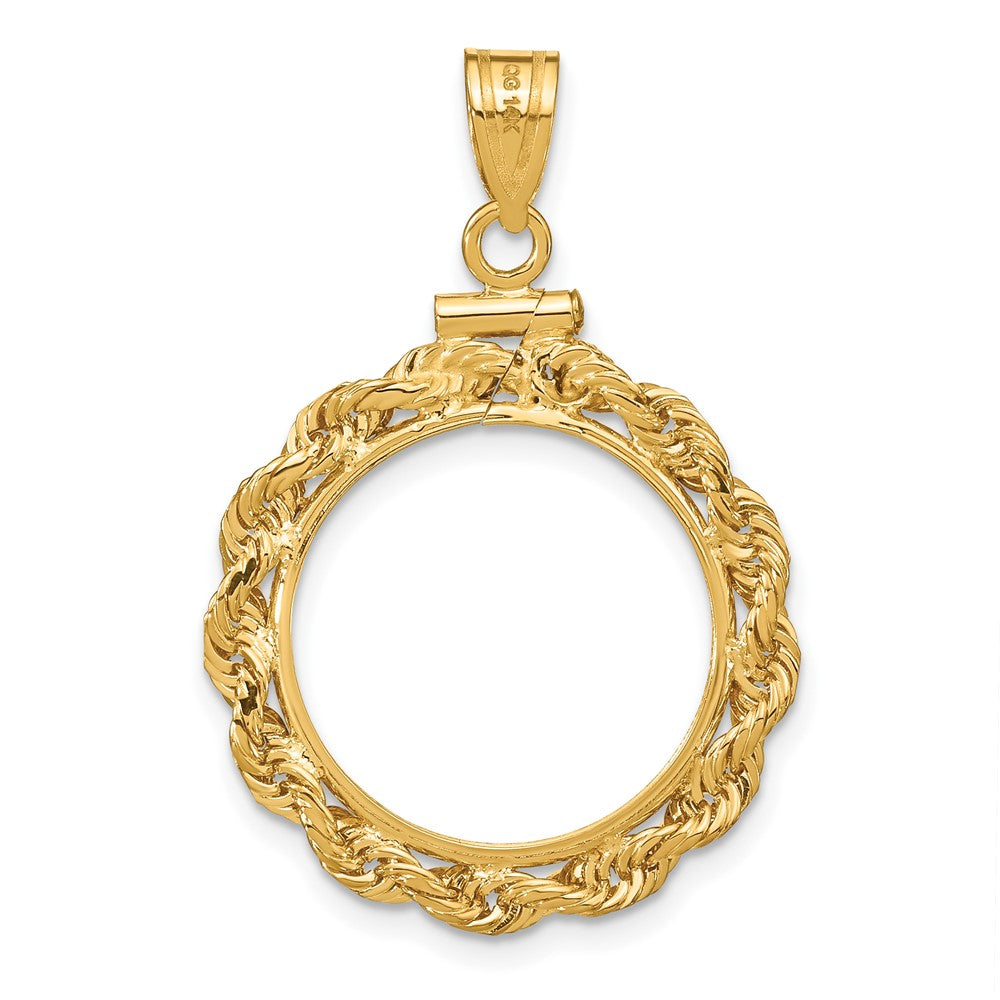 FJC Finejewelers 14 kt Yellow Gold Rope 18.0mm x 1.35mm Screw Top Coin Bezel Pendant
