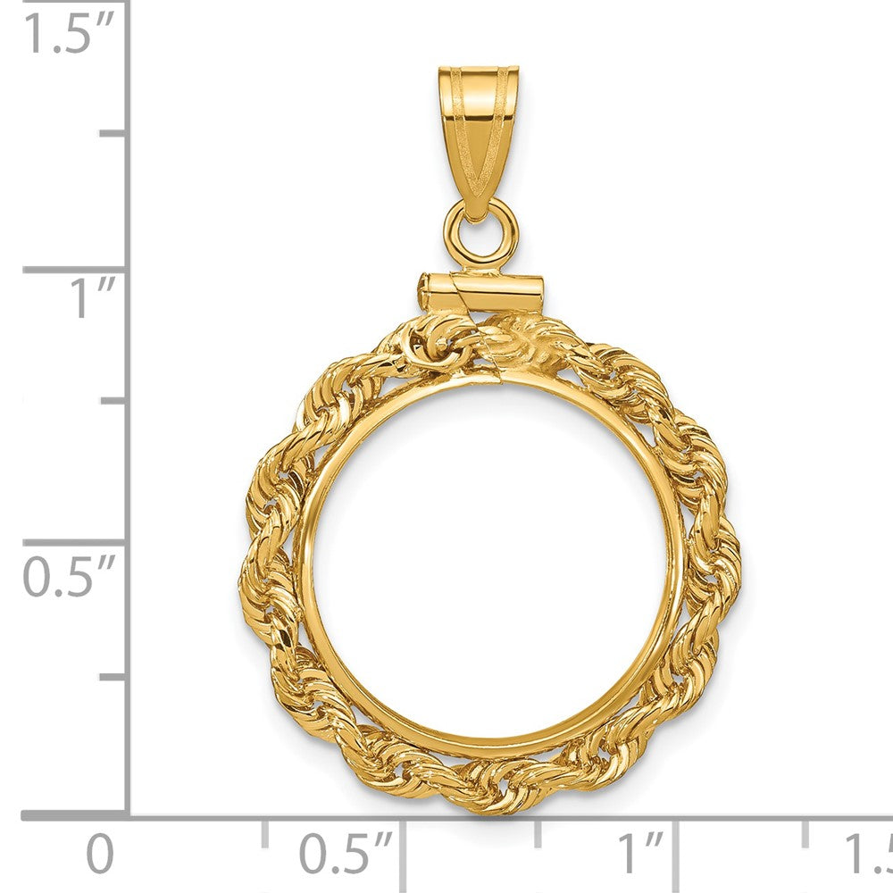 FJC Finejewelers 14 kt Yellow Gold Rope 18.0mm x 1.35mm Screw Top Coin Bezel Pendant