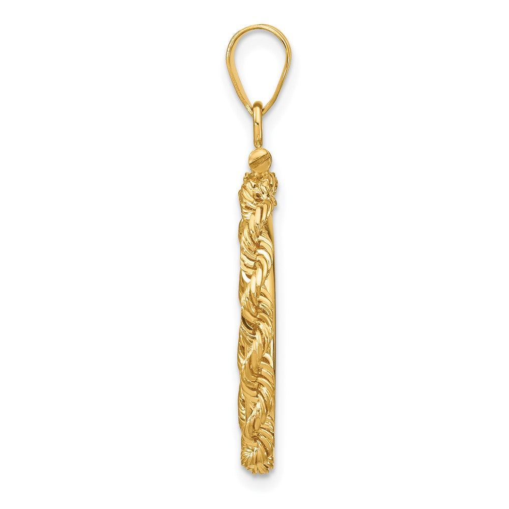 FJC Finejewelers 14 kt Yellow Gold Rope 18.0mm x 1.35mm Screw Top Coin Bezel Pendant
