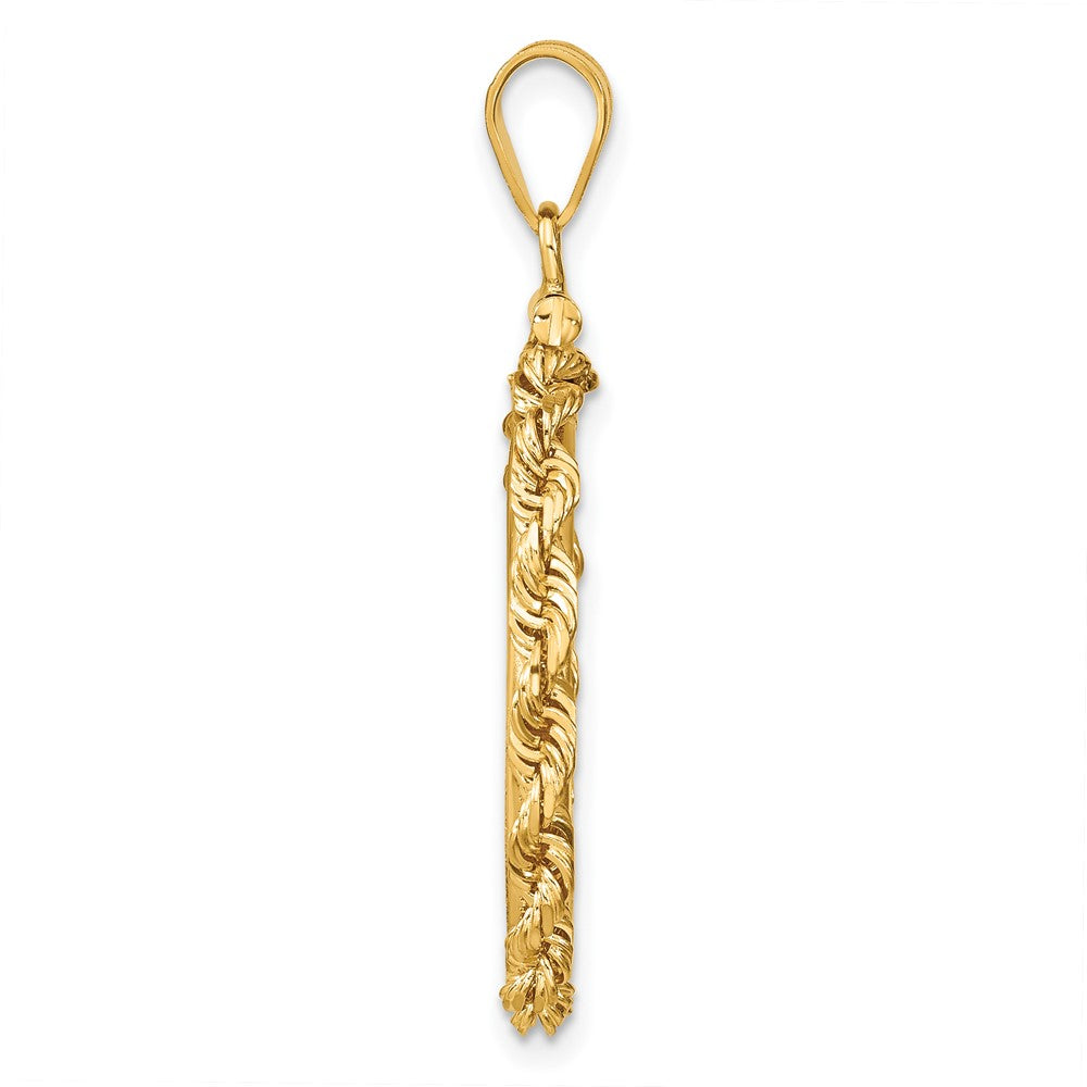 FJC Finejewelers 14 kt Yellow Gold Rope 21.6mm x 1.7mm Screw Top Coin Bezel Pendant