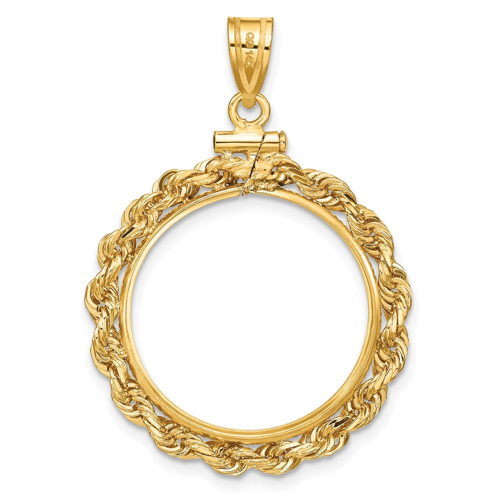 FJC Finejewelers 14 kt Yellow Gold Rope 21.6mm x 1.7mm Screw Top Coin Bezel Pendant