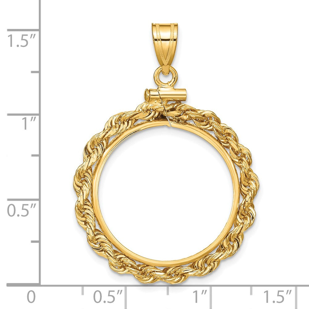 FJC Finejewelers 14 kt Yellow Gold Rope 21.6mm x 1.7mm Screw Top Coin Bezel Pendant