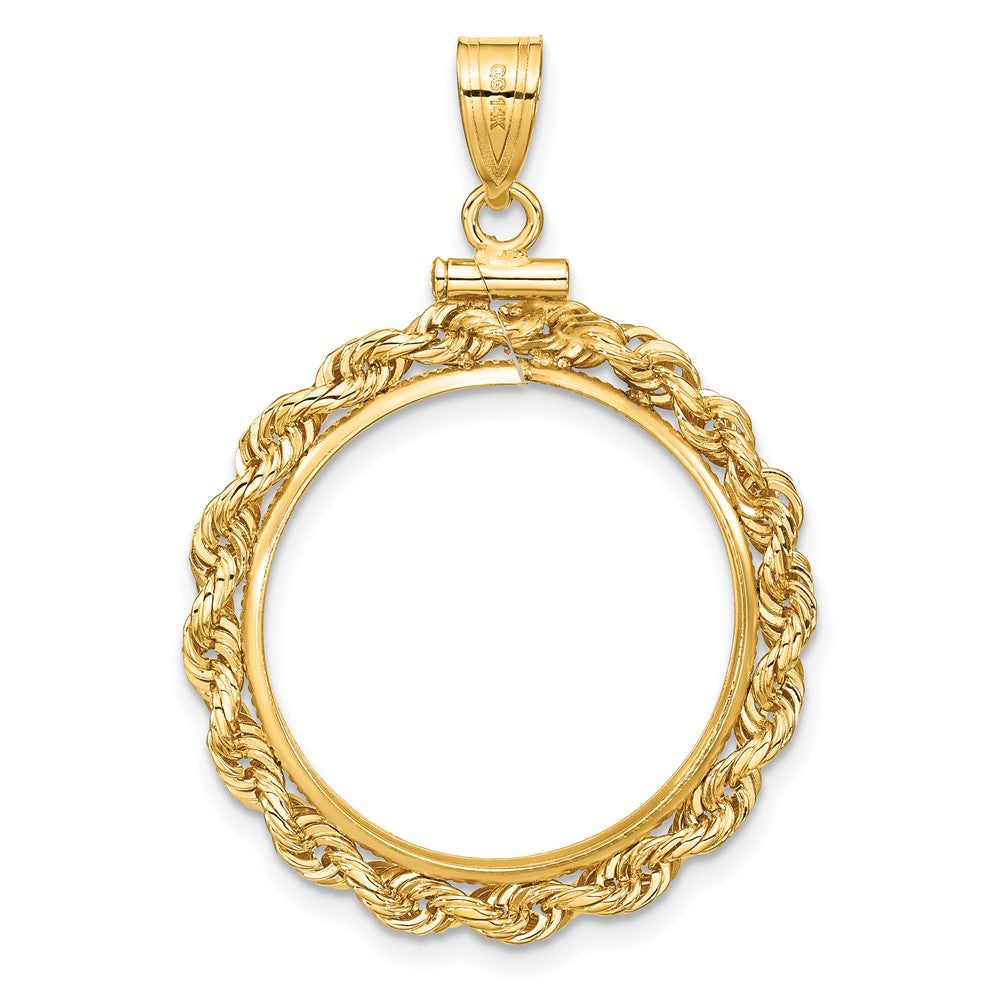 FJC Finejewelers 14 kt Yellow Gold Rope 22.0mm x 1.9mm Screw Top Coin Bezel Pendant