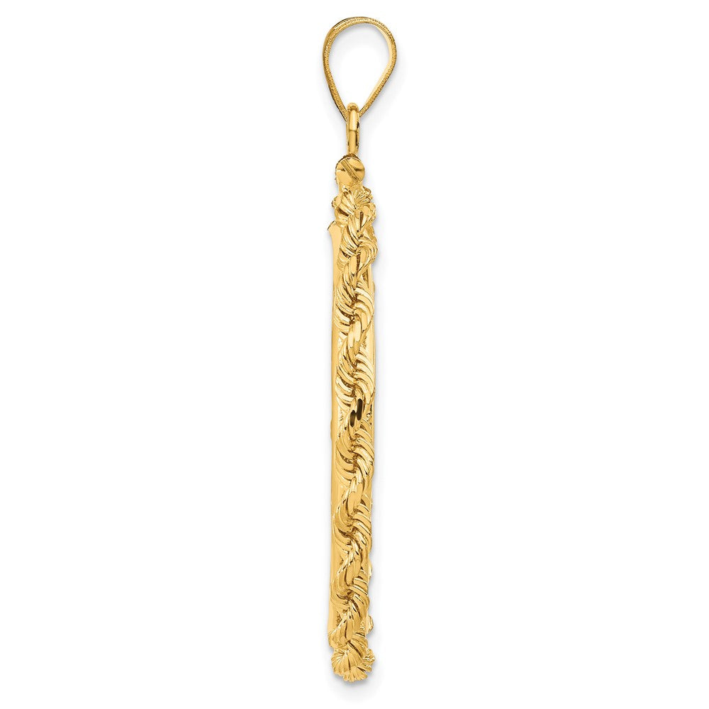 FJC Finejewelers 14 kt Yellow Gold Rope 27.0mm x 2.35mm Screw Top Coin Bezel Pendant